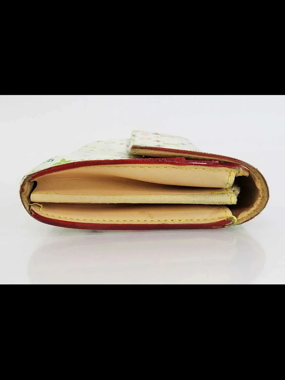 Louis Vuitton Multicolor Monogram White Canvas Wallet with Gold Button